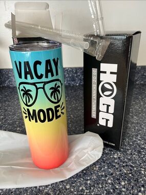 SET OF 2-brand new tumblers in box with straw
